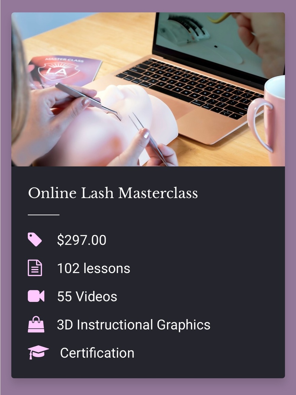 Online Lash Masterclass Notebook - Pink